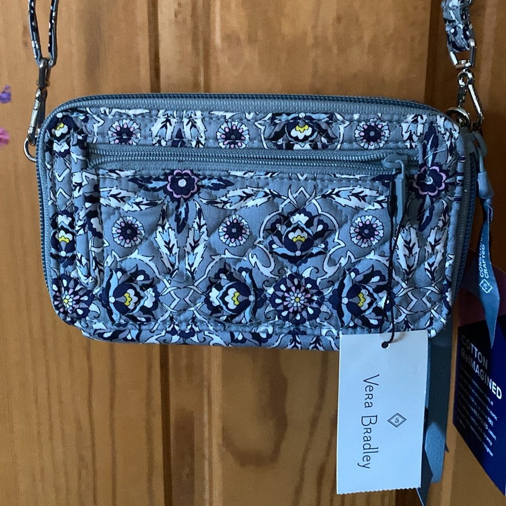 Vera Bradley Floral Crossbody Bag in Gray and Purple